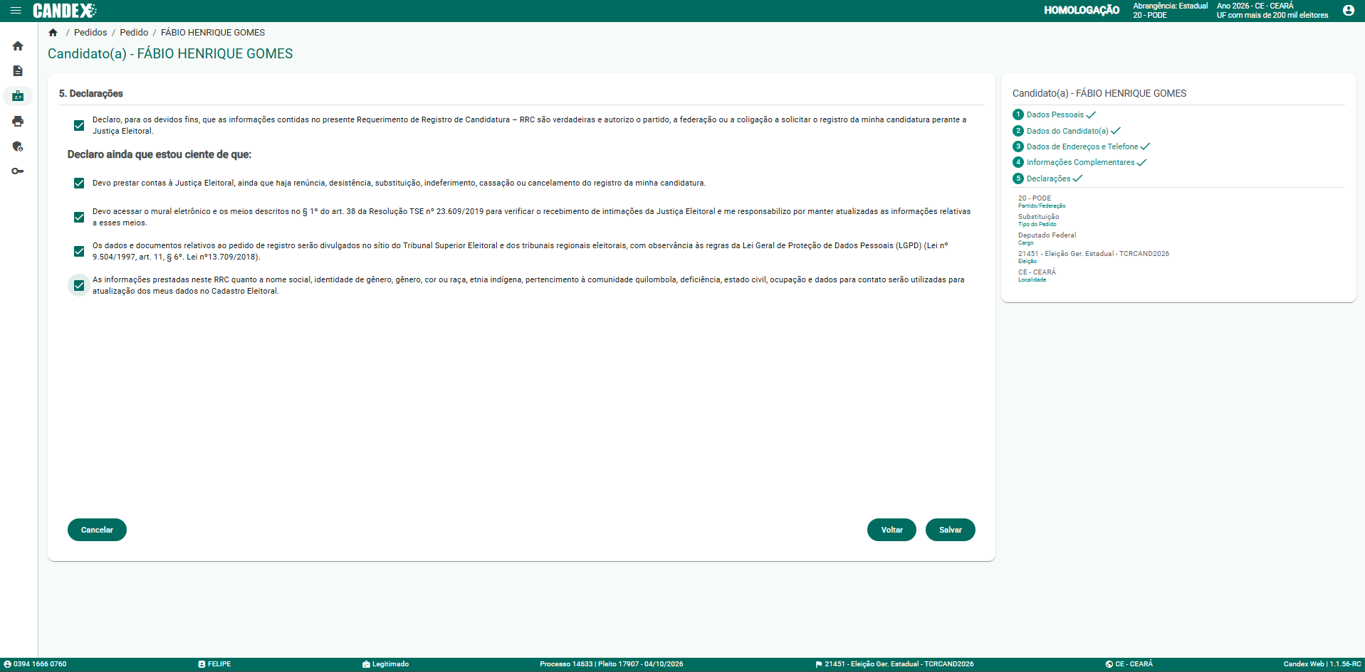 B�nus B2 - Tela 12: Declara��es
