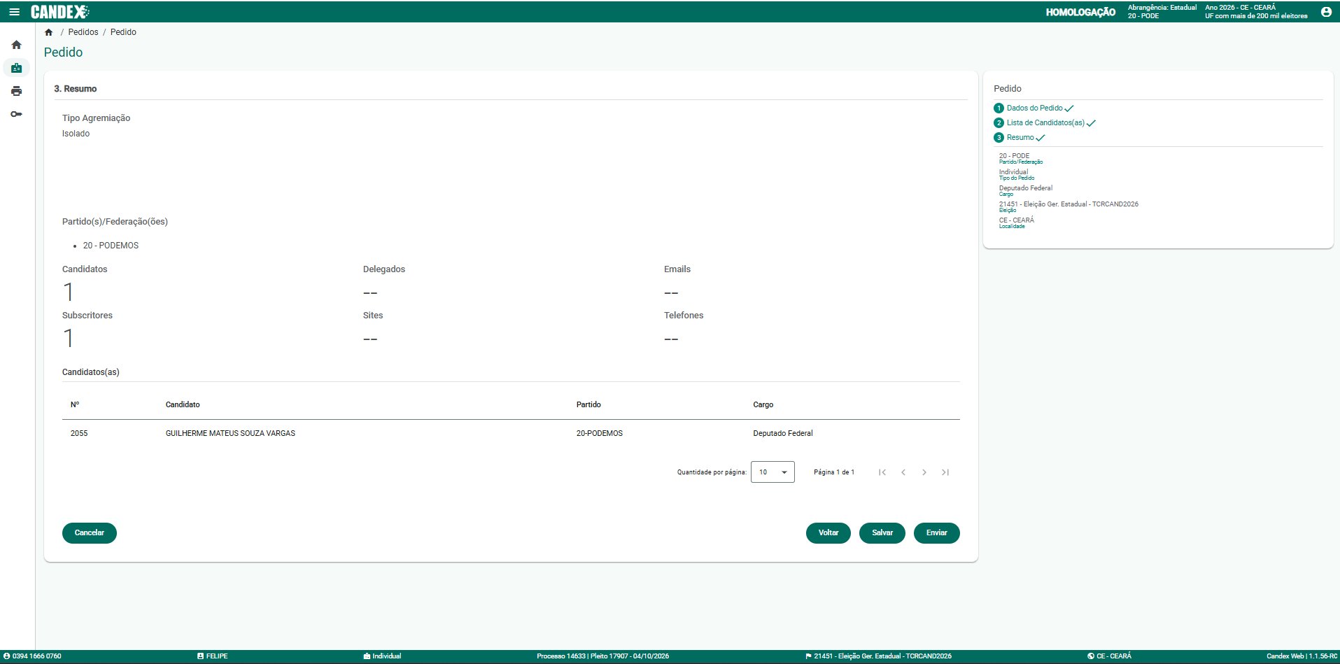 B�nus B3 - Tela 15: Resumo do Pedido