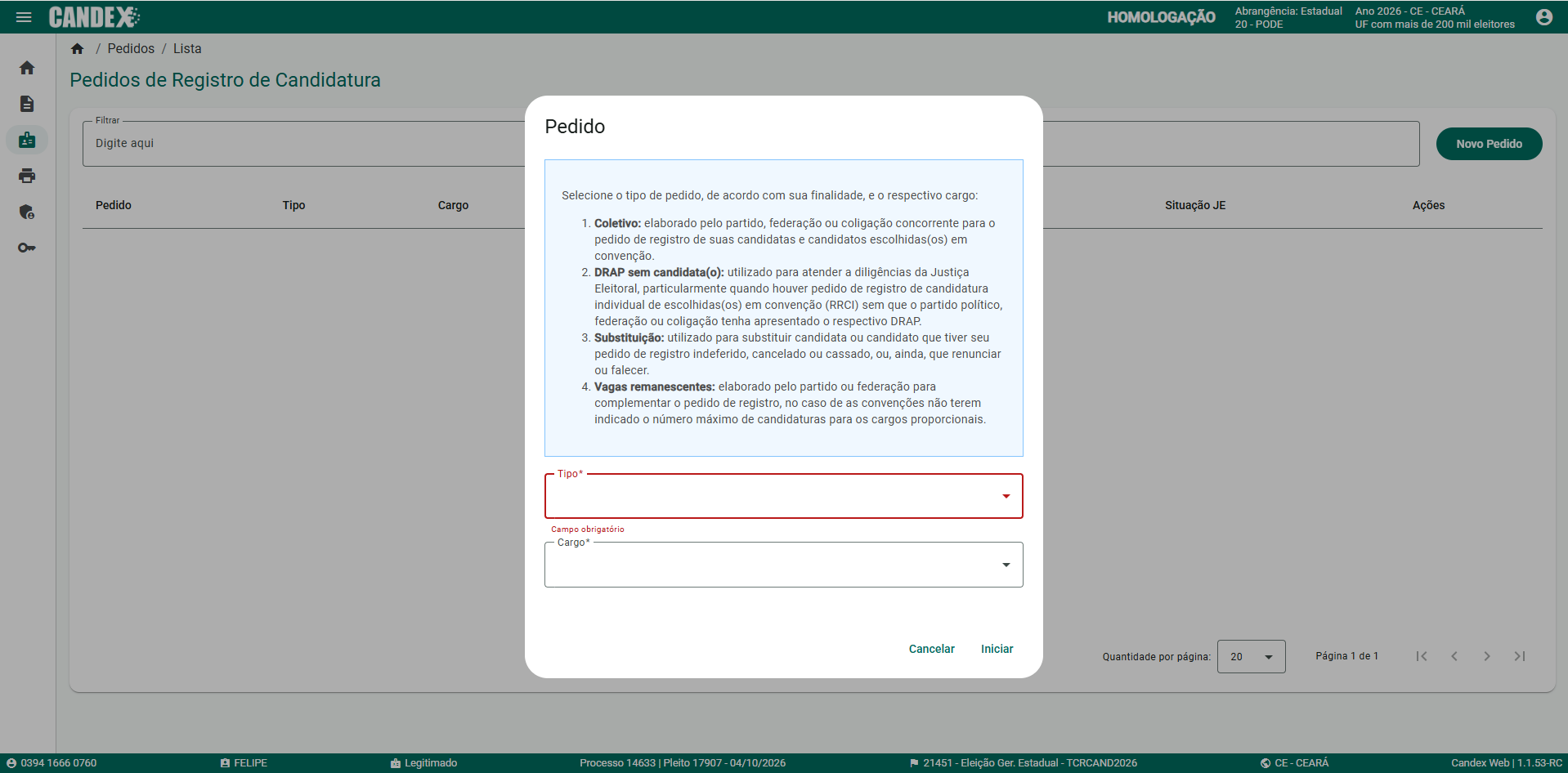 Fase 3 - Tela 2: Novo Pedido