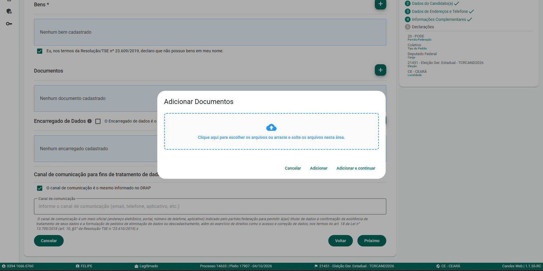 Fase 3 - Tela 20: Adicionar Documentos