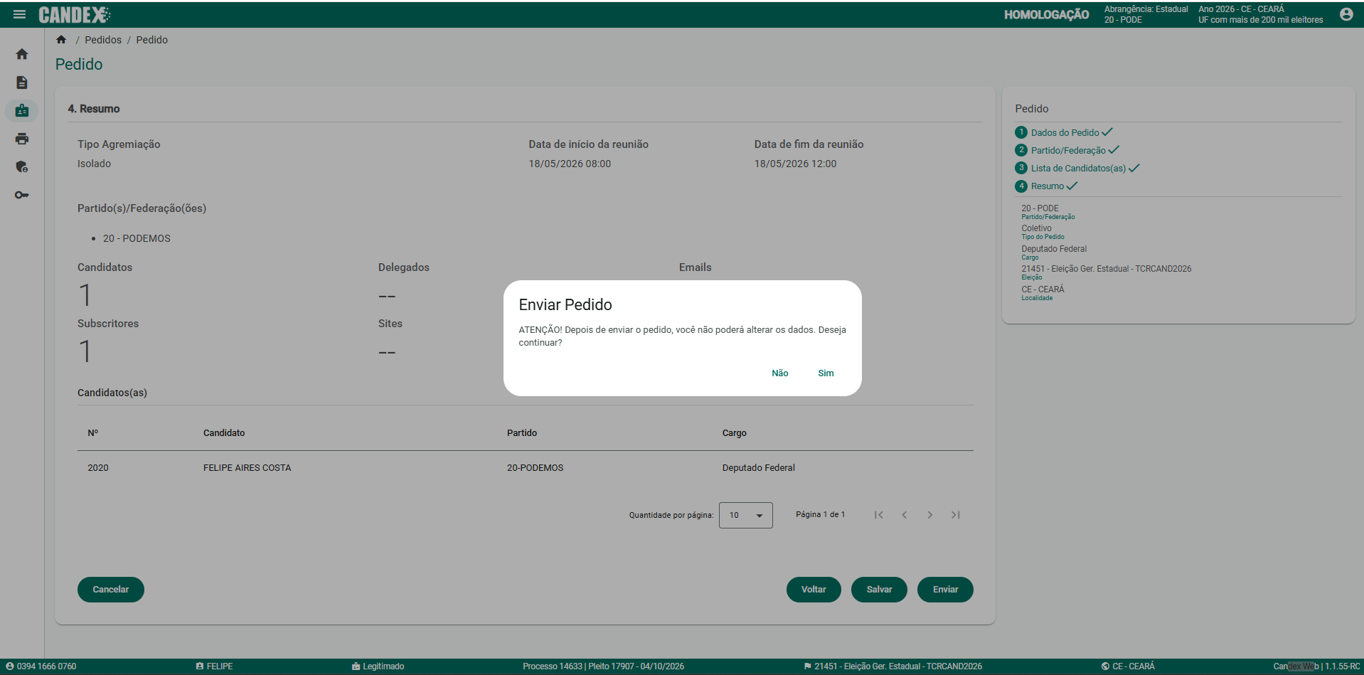 Fase 3 - Tela 26: Lista de Candidatos(as) com registro