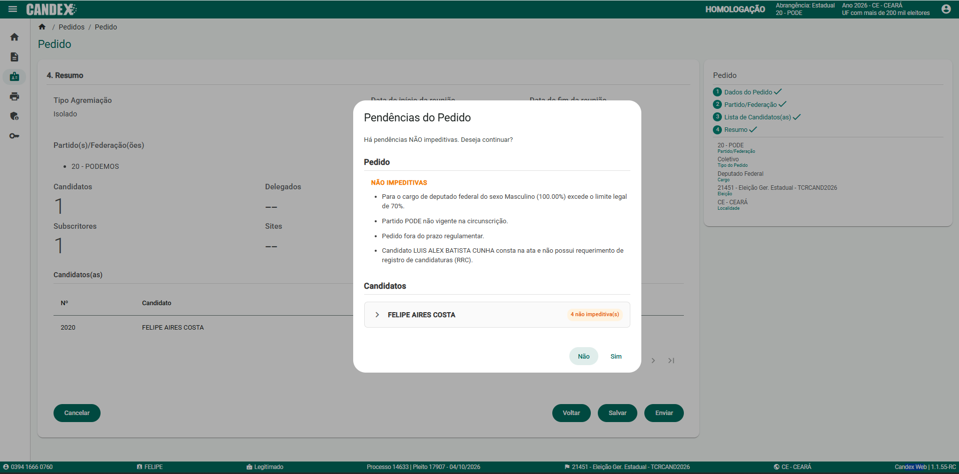 Fase 3 - Tela 28: Confirmar envio do pedido